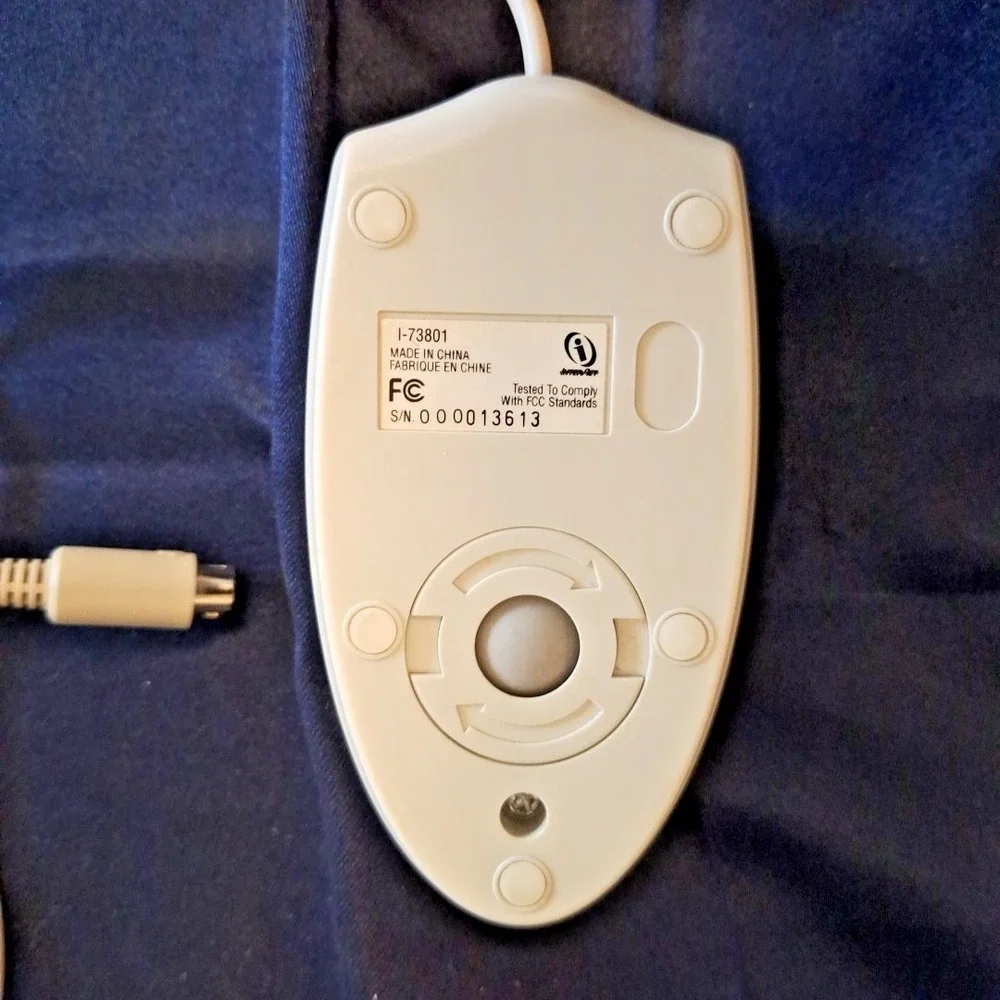 Interact i-73801‎ PS/2 Mouse Scroll Wheel Vintage Beige 2-button 6.5 foot cord